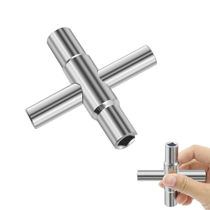 4 in 1 Silver Cross Faucet Wrench Household Bathroom Tool Multipurpose Wrench