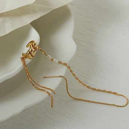 One Piece Earrings Pearl Ear Wire Wrap Design Ear Bone Cuff Clip For Women