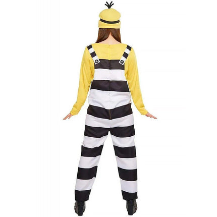 M/L Minions Halloween Costume Yellow Striped Prisoner Cartoon Character Clothes