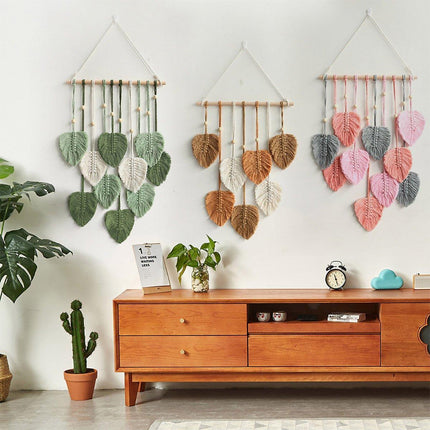 Handmade Braided Cotton Rope Leaves Wall Hanging Home Decoration Ornament