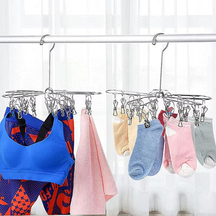 20 Clips Stainless Steel Sock Drying Rack Home Laundry Clothes Clip Hanger