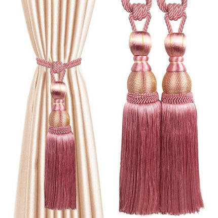 1pair Curtain Tiebacks Hanging Balls Tassel Rope Decorative Curtain Holders