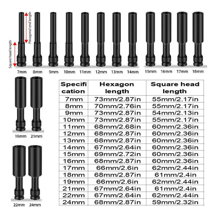 Hexagonal Socket Adapter Set for Electric Impact Wrench Power Drill Socket Tool