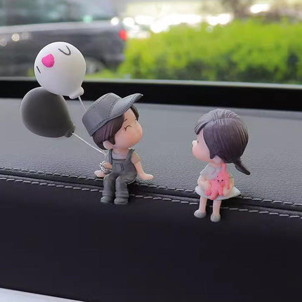 2pairs Cute Couple Car Interior Decorations Desktop Ornaments Car Accessories
