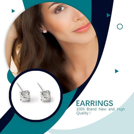 4/5mm Cushion Lab-Created Diamond Stud Earrings Women's 14K White Gold Finish - Aimall