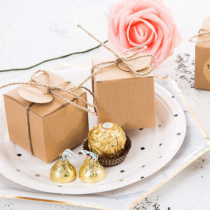 50pcs Vintage Kraft Paper Wedding Candy Boxes Party Favor Gift Box Recyclable
