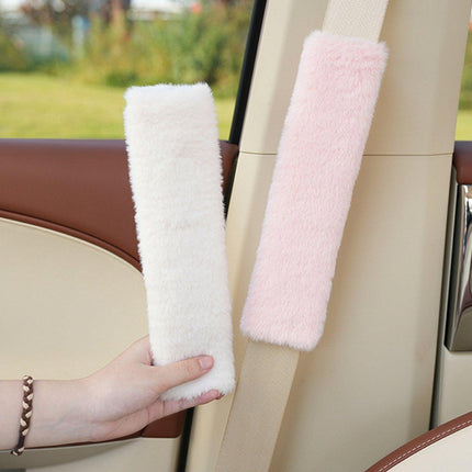 Winter Plush Shoulder Strap Cover Neck Cushion Pad for Comfortable Car Travel 2PCS