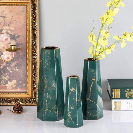 Marbled Ceramic Vase Simple Home Living Room Decor Flower Arrangement Piece