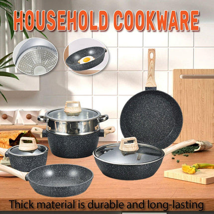 12pcs Maifan Stone Cookware Set Nonstick Steamer Fryer Stew Pot for Home Cooking