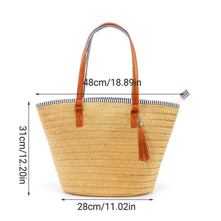 Simple Fashion Woven Straw Bag Beach Tote Bag Summer Handbag for Women Travel