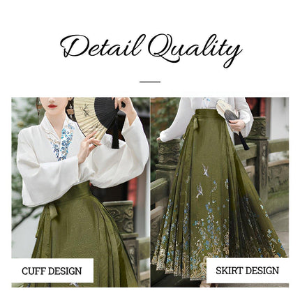 Spring Autumn Hanfu Set for Women Improved Daily Wear Commuting Horse Skirt