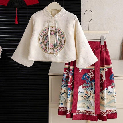 Traditional Chinese Hanfu Girl Horse-faced Skirt Elegant Dress for Festivals