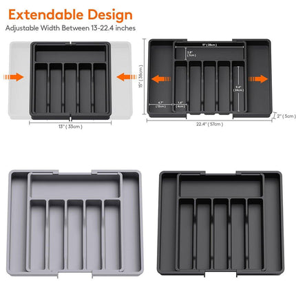 Extendable Cutlery Storage Box Household Portable Retractable Tray Organizer