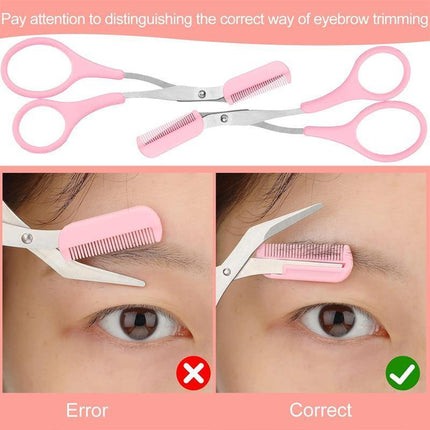 Eyebrow Trimmer Grooming Scissors Eyelash Thinning Shears Comb Brow Shaping Tool - Aimall