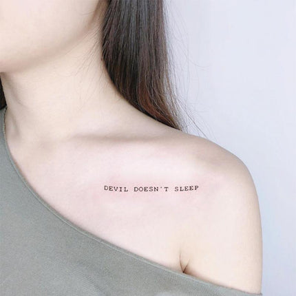 Devil Does Not Sleep English Tattoo Darkly Temporary Body Art Sticker Waterproof - Aimall