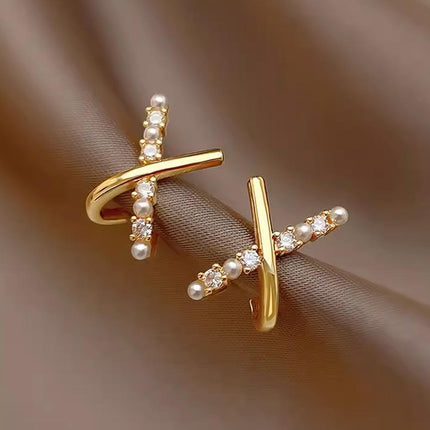 Golden Elegance Zircon Stud Earrings Women Wedding Jewelry Elegant Best Gift - Aimall