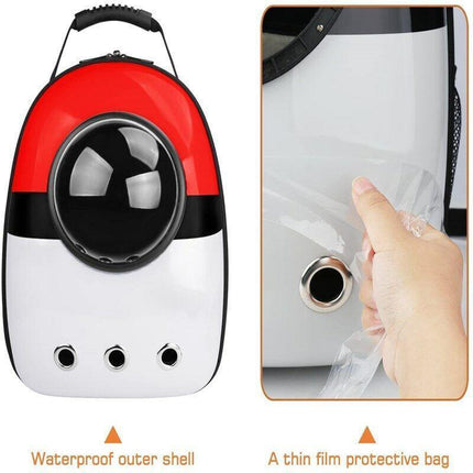 Dog backpack carrier with transparent space design for cats and dogs.