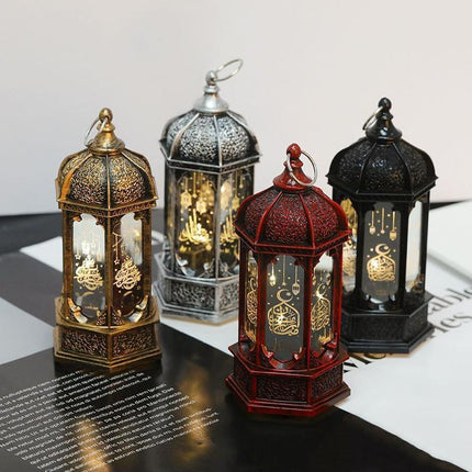 Ramadan Lantern EID Mubarak LED Wind Light Islam Muslim Hanging Night Lamp Decor - Aimall