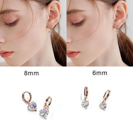 Elegant Crystal Heart Drop Earrings Zircon Rhinestone Wedding Gifts Women - Aimall