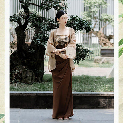 Chinese Style Hanbok Vintage Bustier Skirt Three Piece Suit Spring Summer
