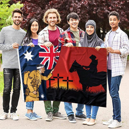 Lest We Forget Flag Australian War Horse Flag ANZAC Day Remembrance Flag - Aimall