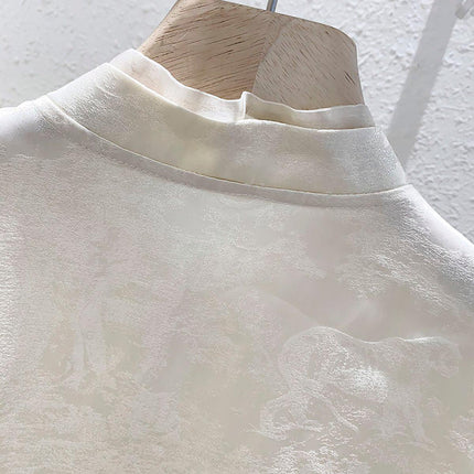 Elegant Retro Chinese Style Satin Top with Fringe and Disc Buckle Design for Women