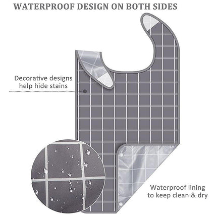 4X Elderly Bib for Eating Women/Men Bib-Washable Reusable Waterproof Apron
