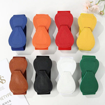 Fashion Belt Red Elastic Waist Cover Wide Belt Women Black Elastic Bow Decoration