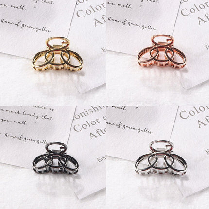 4PCS Small Three-Ring Metal Hair Grab Clip for Women in 4 Colours Zinc Alloy