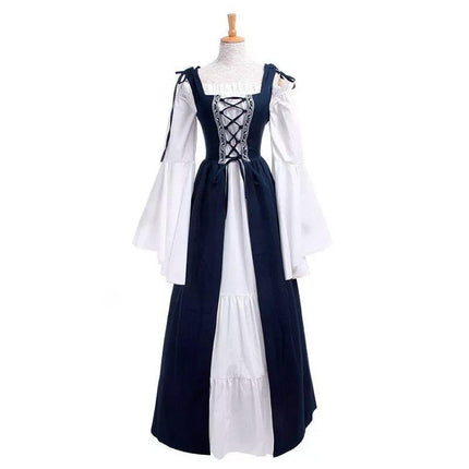 Halloween Costume Amazon Explosions European And American Square Collar Bundle Waist Medieval Renaissance Retro Dress