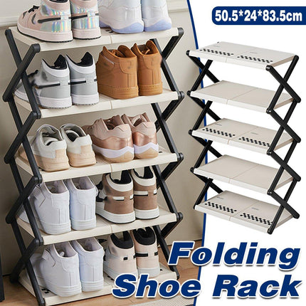 5 Tier Folding Shoe Rack Simple Shoe Storage Organizer for Home and Closet Use