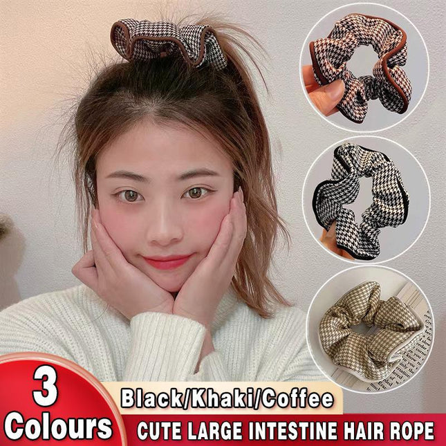 Women Large Scrunchies Plaid Hair Bands Elastic Hair Tie Rope Ring Ponytail Gift - Aimall
