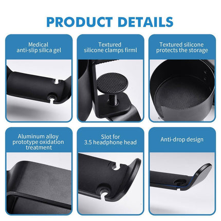 360-degree Rotating Metal Earphone Holder Desk Cup Storage Rack Headphone Stand