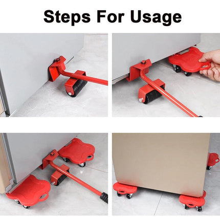Heavy Duty Moving Tool Set Easy Move Five Piece Furniture Lifter Kit for Home