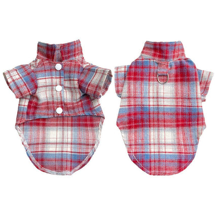 Soft Puppy Plaid Shirt Dog Clothes Jumpsuit Cat Pet Check Coat Summer T-shirt