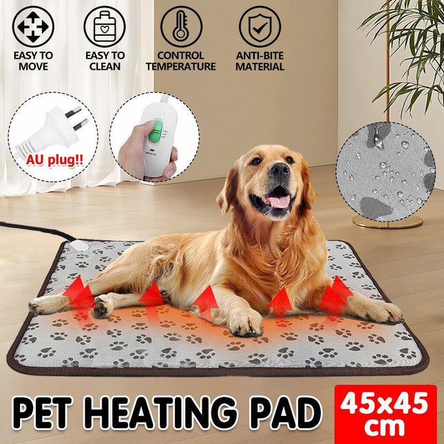 Electric Pet Heating Pad Waterproof Cover Heated Mat Dogs Cats Bed Blanket - Aimall