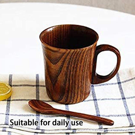 260ml Large Wooden Mug Round Solid Tea Cup Wooden Mugs for Coffee and Tea