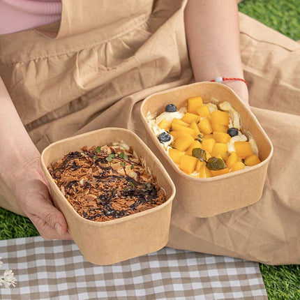 50pcs Kraft Lunch Boxes Picnic Bento Light Lunch Boxes Eco Friendly Containers