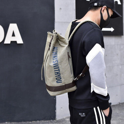 Canvas Sports Backpack Mens Leisure Travel Schoolbag Multi-purpose Backpack