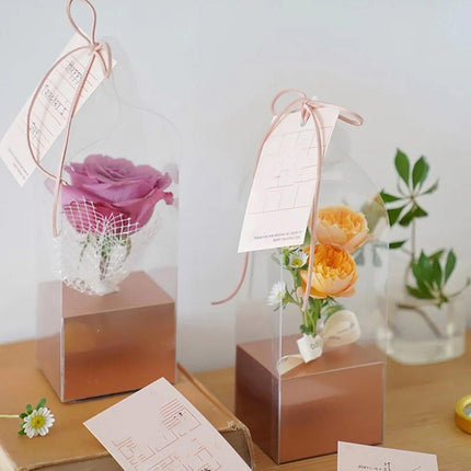 10pcs Bouquet Packaging Transparent PVC Flower Box Portable Floral Gift Boxes