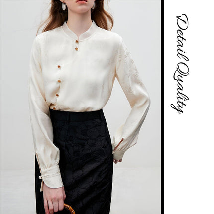 New Chinese Style Guofeng Long Sleeve Shirt Women Elegant Top Fashion Blouse - Aimall