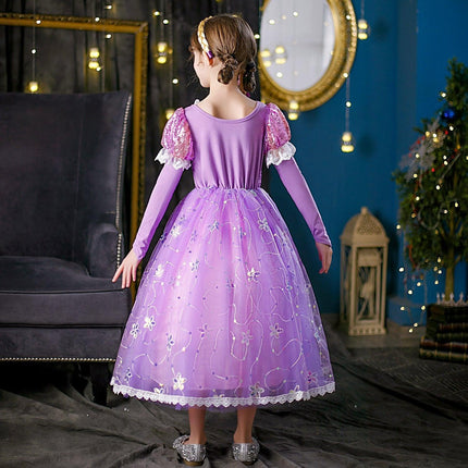 Long Hair Princess Dress Snow White Purple Dress AU - Aimall