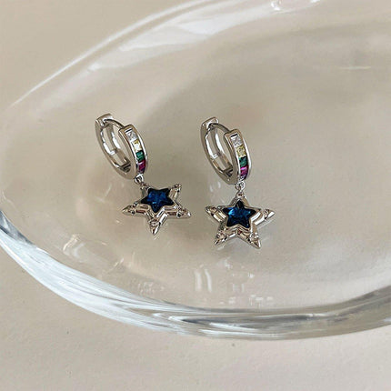 Star Hollow Circle Earrings Elegant Simple Design Fashion Jewelry for Women