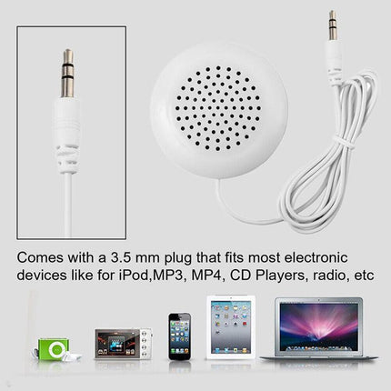 White Mini 3.5mm Pillow Speaker For iPhone iPod CD Radio MP3 MP4 Player - Aimall