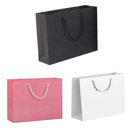 25X Kraft Paper Bags Gift Shopping Bag Carry White Pink Black Bag With Handles