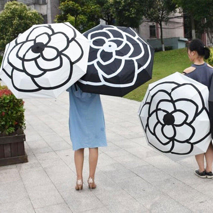 Rain Umbrella Compact Folding Sunscreen Umbrella Camellia Outdoor UV Protection