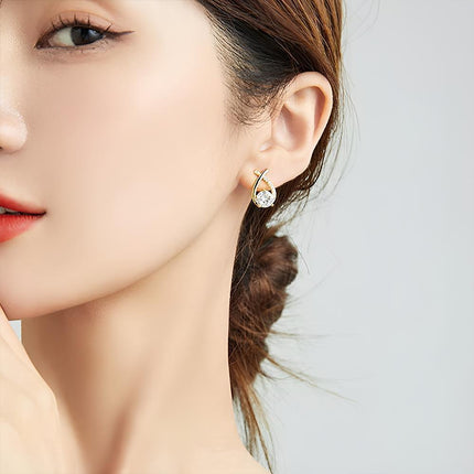 Gold Zircon Crossed Stud Earrings Elegant Simple Earrings For Women Fashion - Aimall