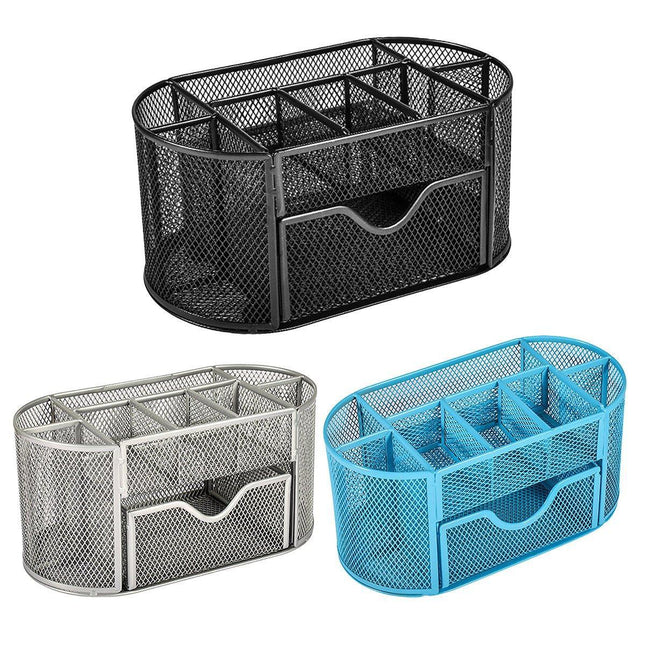 Creative Metal Desktop Pen Holder Multi-function Storage Box Organizer Rack
