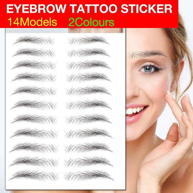 3D Hair-Like Stick-On Authentic Eyebrows Waterproof Eyebrow Tattoo Sticker Au - Aimall