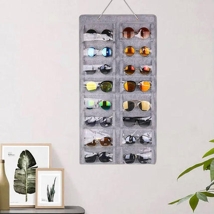 Wall Mounted Felt Glasses Storage Bag Foldable Hanging Sunglasses Organizer